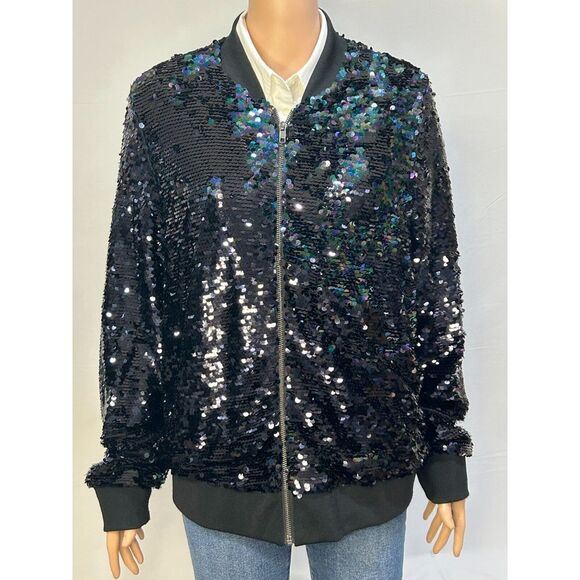 Torrid All Over Sequin Bomber Jacket Women 2 Colorful‎ Disco Ball - Picture 1 of 15